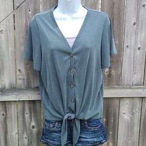 Sage Green Top with Tie by Green Envelope